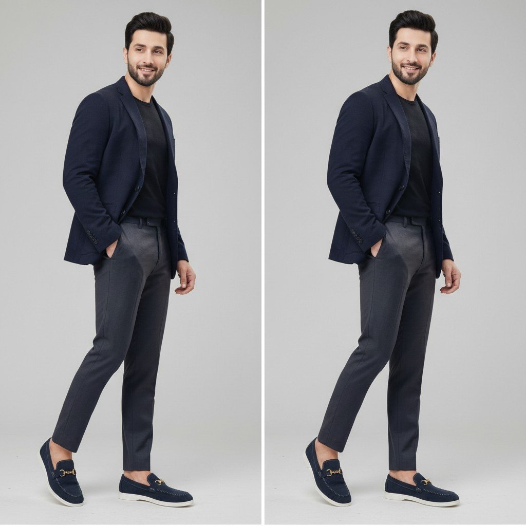 Handmade Classic Gold-Bit Loafer – Navy Blue - Image 2