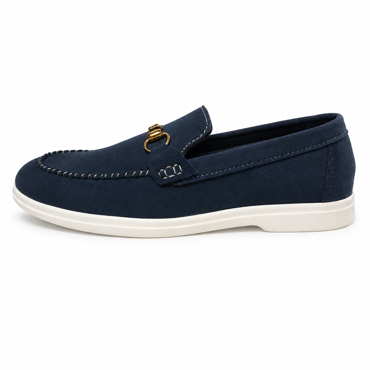 Handmade Classic Gold-Bit Loafer – Navy Blue