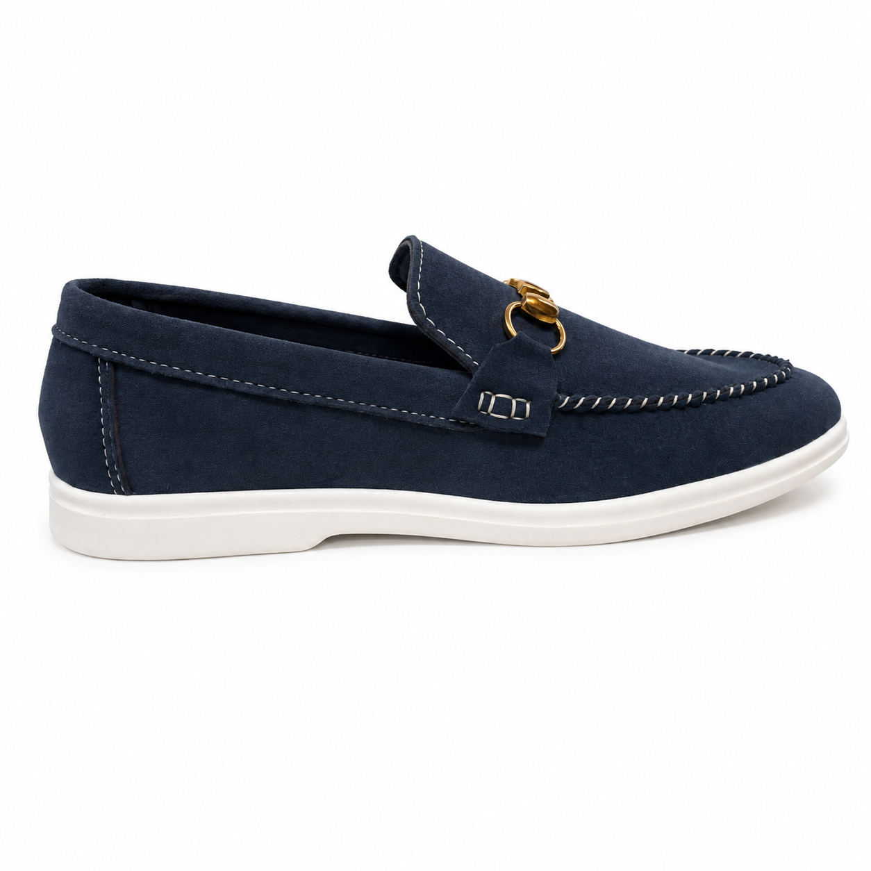 Handmade Classic Gold-Bit Loafer – Navy Blue - Image 5